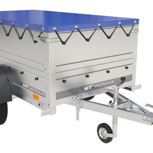 Remorque Garden Trailer 200 KIPP avec roue jockey, rehausses, châssis H-0 et bâche bleue