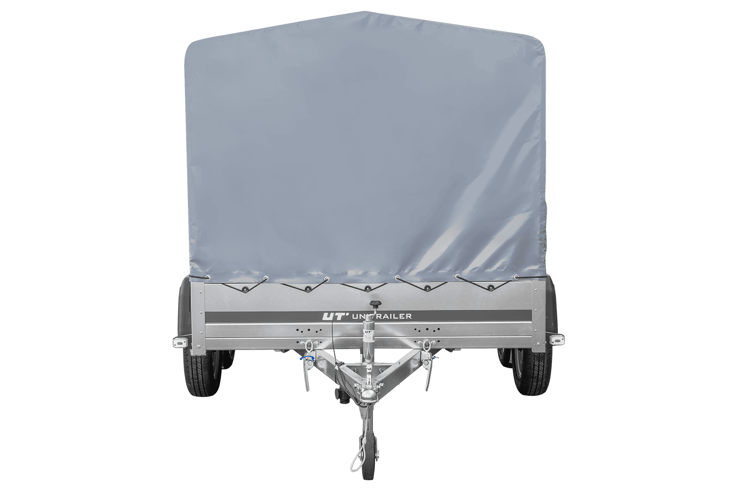 Remorque double essieux 264x150 UNITRAILER GARDEN 265/2 KIPP avec châssis H-1100 et bâche grise – Image 4