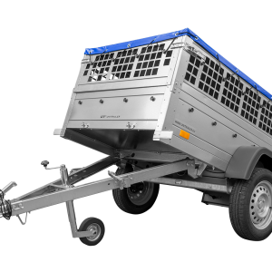 Remorque grillagée 200x106 Garden Trailer 200 KIPP avec bâche plate bleue et roue jockey