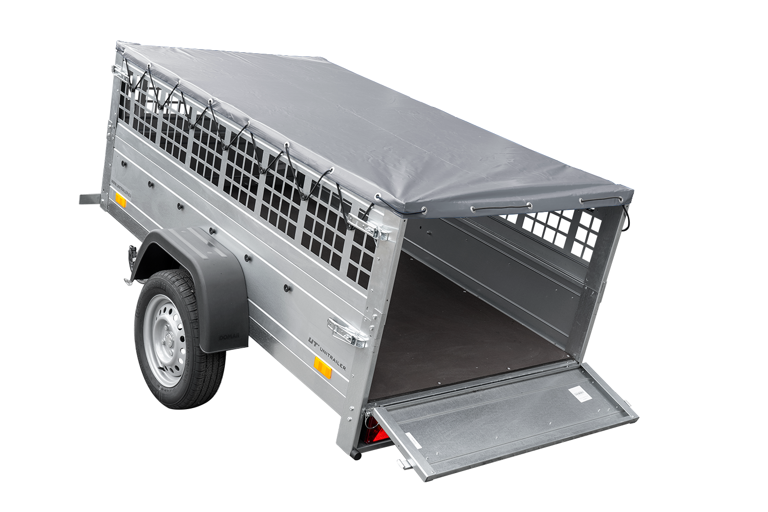 Remorque grillagée 200x106 Garden Trailer 200 KIPP avec bâche grise et roue jockey – Image 7