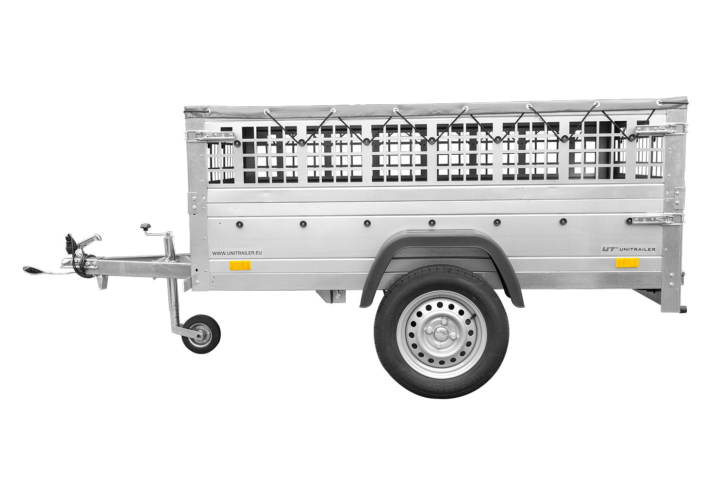 Remorque grillagée 200x106 Garden Trailer 200 KIPP avec bâche grise et roue jockey – Image 6