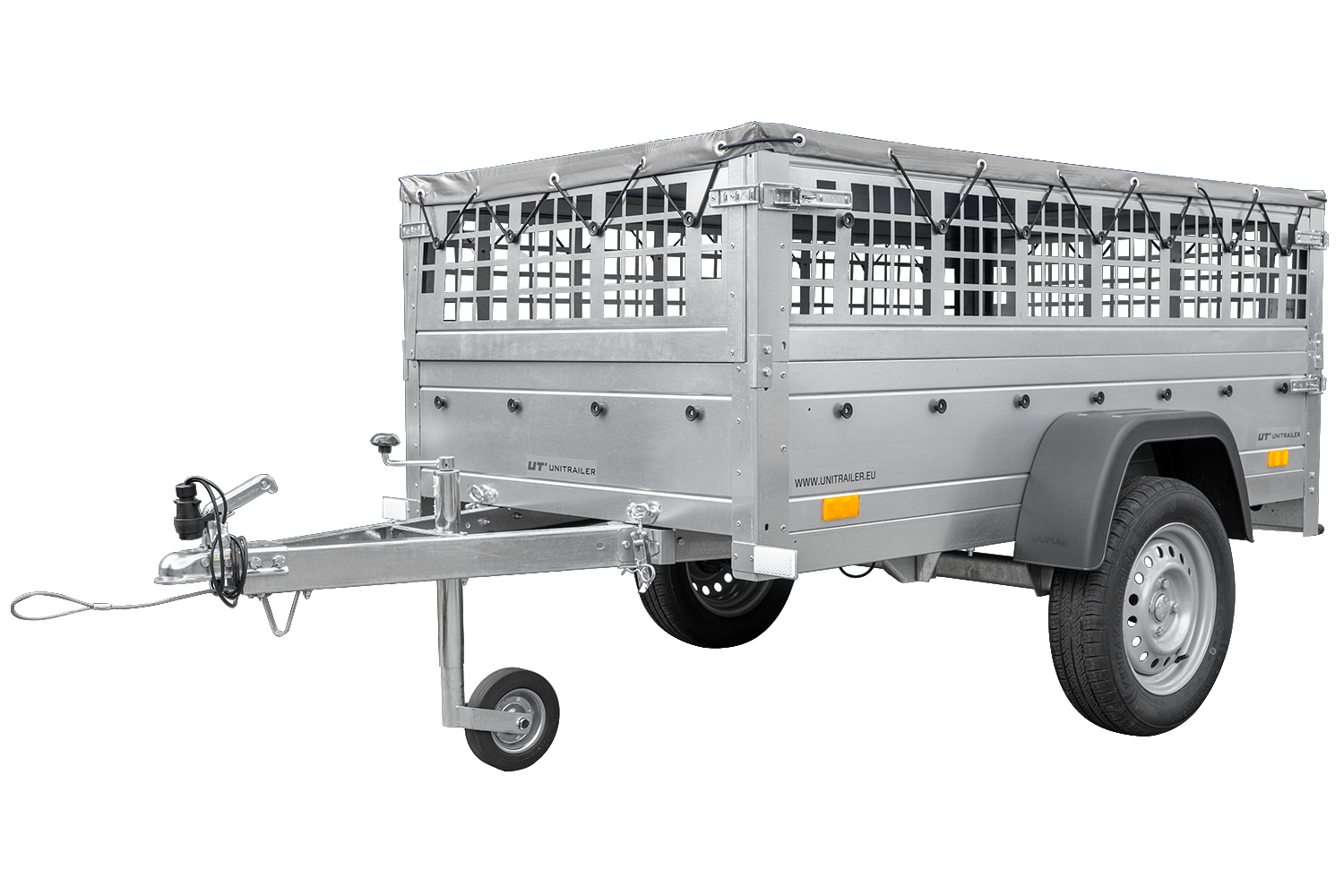 Remorque grillagée 200x106 Garden Trailer 200 KIPP avec bâche grise et roue jockey – Image 4