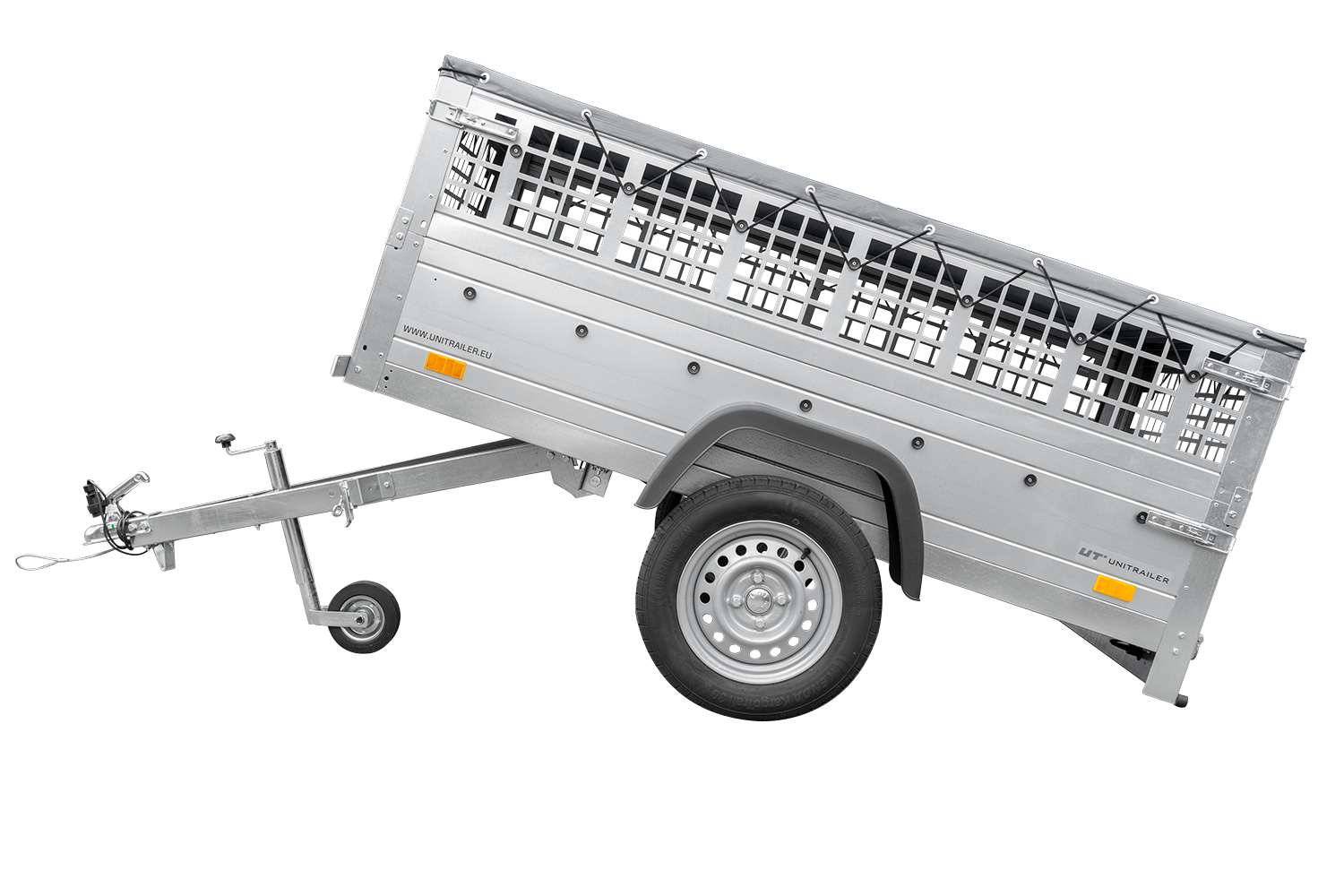 Remorque grillagée 200x106 Garden Trailer 200 KIPP avec bâche grise et roue jockey – Image 5