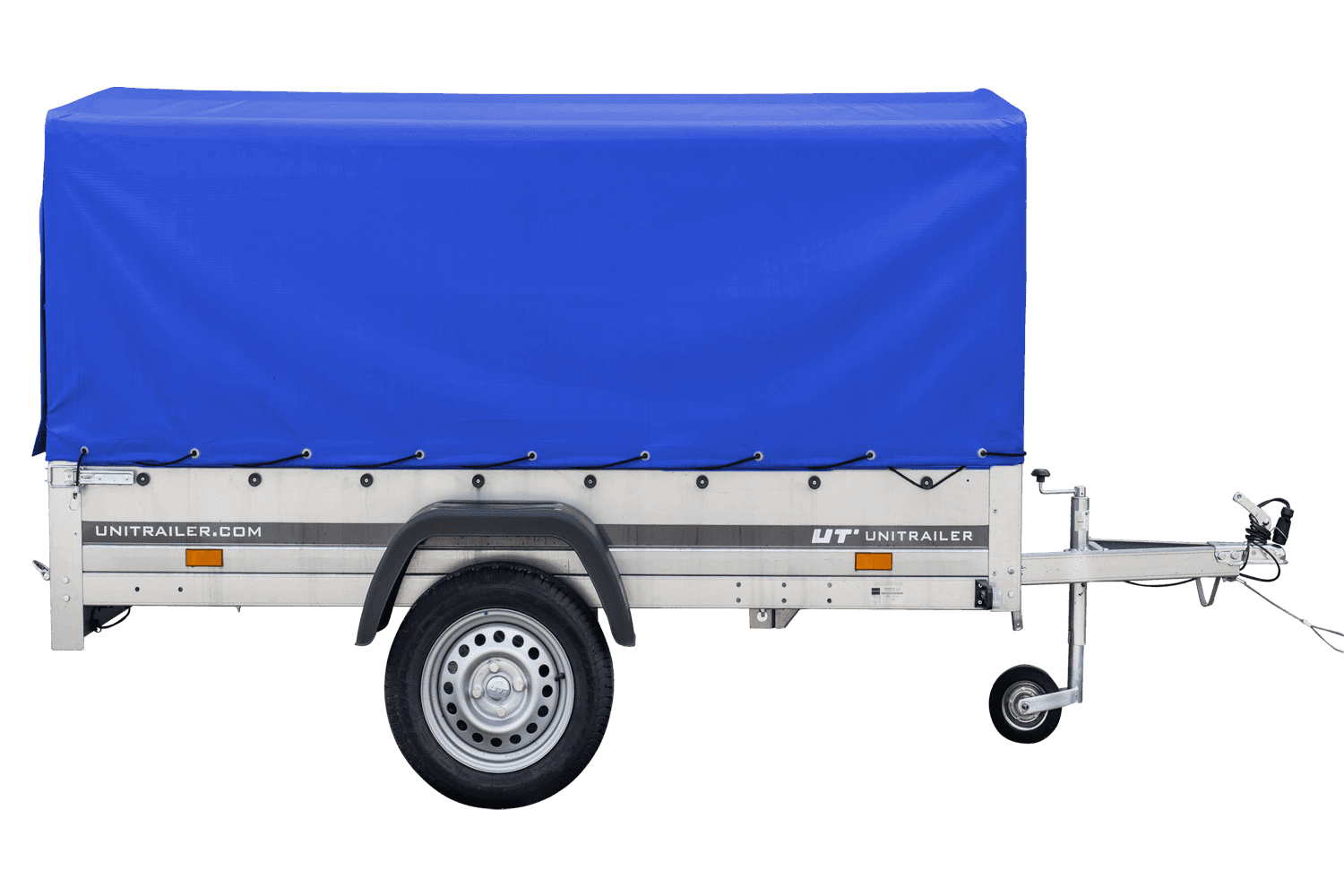 Remorque routière 230 KIPP – Bâche haute bleue, arceau H-800 et roue jockey – Image 6