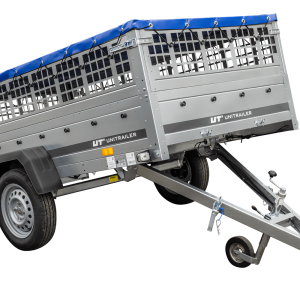 Remorque sans frein 230x125 Garden Trailer 230 KIPP avec bâche bleue et ridelles grillagées