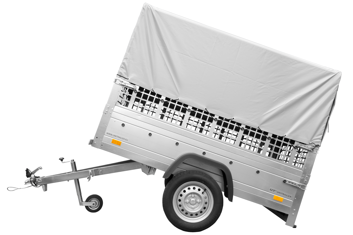 Remorque tôle Garden Trailer 200 KIPP 200x106 cm avec rehausses grillagées, bâche haute et arceau – Image 4