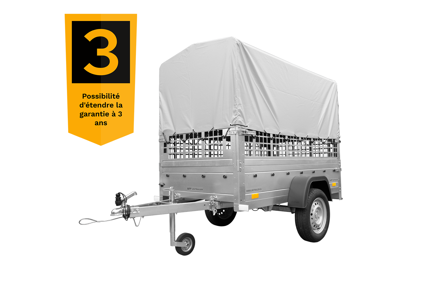 Remorque tôle Garden Trailer 200 KIPP 200x106 cm avec rehausses grillagées, bâche haute et arceau – Image 6