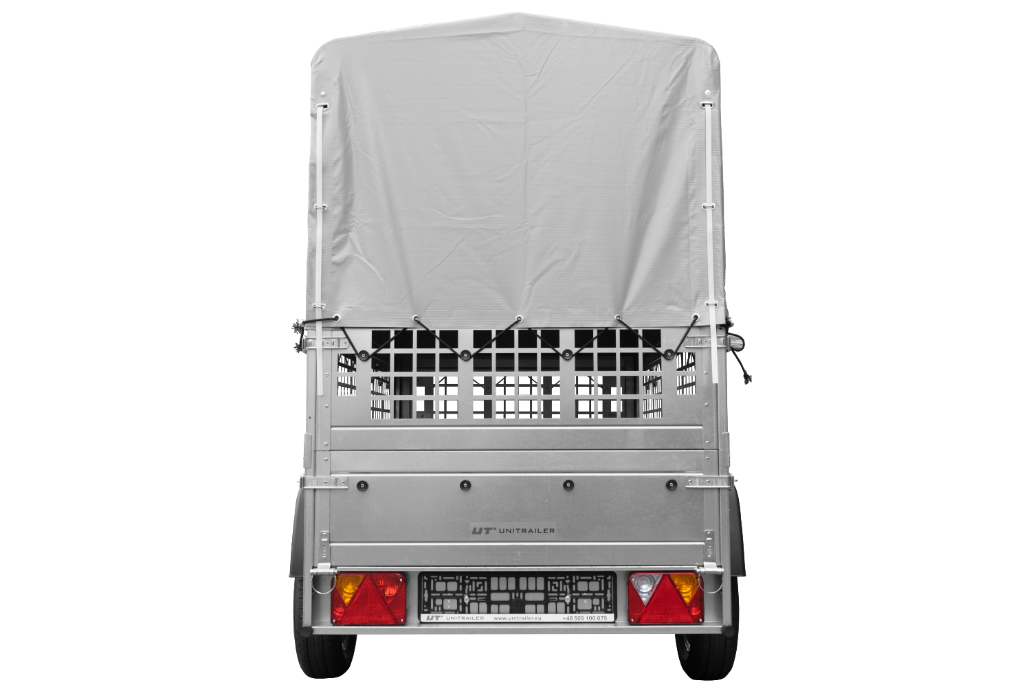 Remorque tôle Garden Trailer 200 KIPP 200x106 cm avec rehausses grillagées, bâche haute et arceau – Image 5