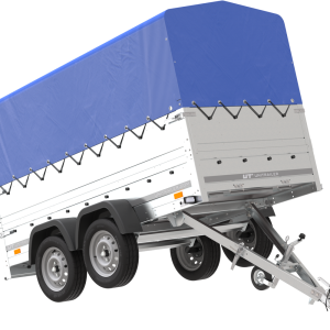 Remorque double essieu UNITRAILER Garden Trailer 264/2 KIPP avec rehausses, bâche haute et arceau